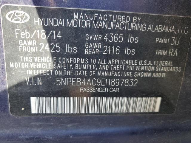 Photo 9 VIN: 5NPEB4AC9EH897832 - HYUNDAI SONATA GLS 