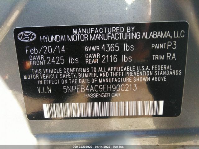 Photo 8 VIN: 5NPEB4AC9EH900213 - HYUNDAI SONATA 