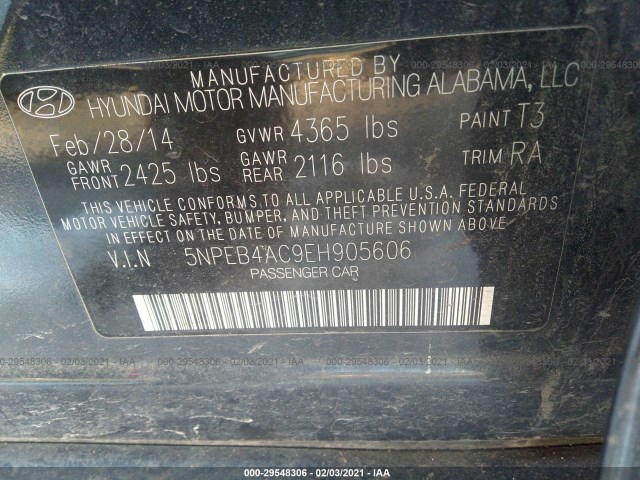 Photo 8 VIN: 5NPEB4AC9EH905606 - HYUNDAI SONATA 