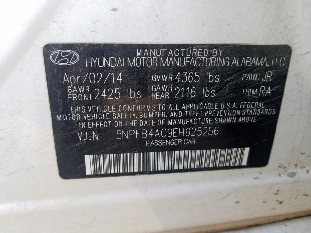 Photo 9 VIN: 5NPEB4AC9EH925256 - HYUNDAI SONATA GLS 