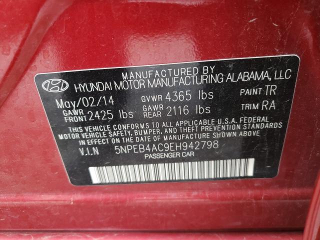 Photo 9 VIN: 5NPEB4AC9EH942798 - HYUNDAI SONATA GLS 