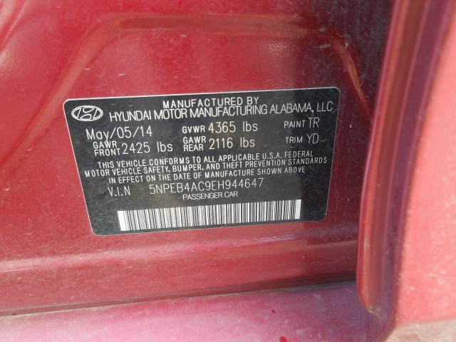 Photo 9 VIN: 5NPEB4AC9EH944647 - HYUNDAI SONATA GLS 