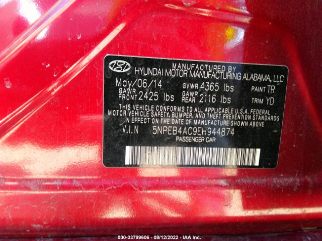 Photo 8 VIN: 5NPEB4AC9EH944874 - HYUNDAI SONATA 