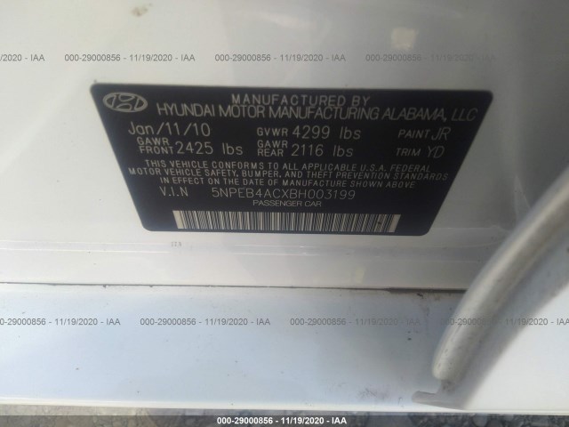 Photo 8 VIN: 5NPEB4ACXBH003199 - HYUNDAI SONATA 