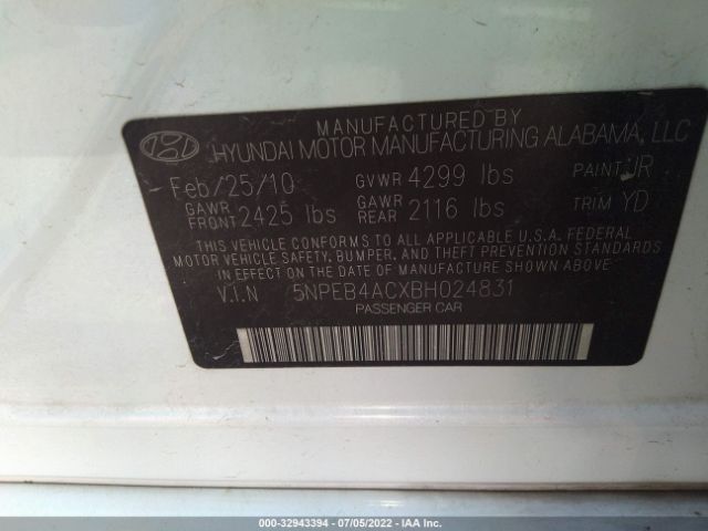 Photo 8 VIN: 5NPEB4ACXBH024831 - HYUNDAI SONATA 