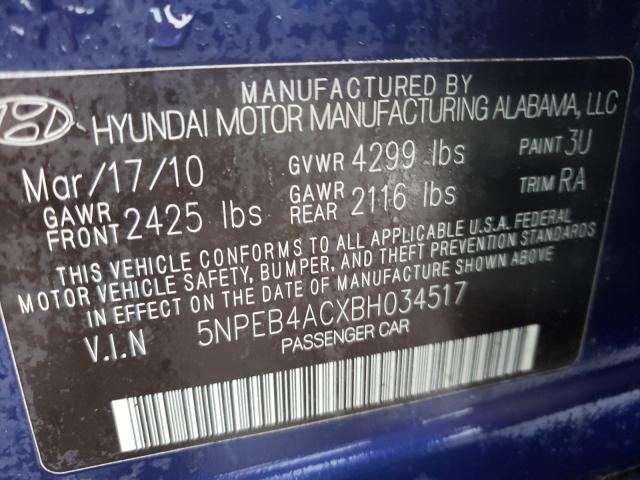 Photo 9 VIN: 5NPEB4ACXBH034517 - HYUNDAI SONATA GLS 