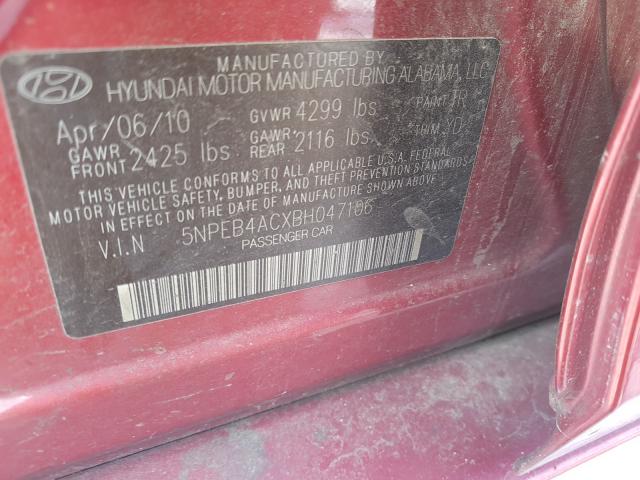 Photo 9 VIN: 5NPEB4ACXBH047106 - HYUNDAI SONATA GLS 