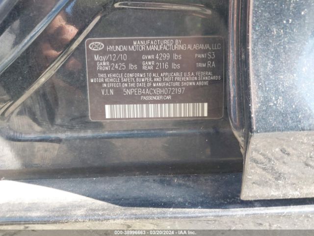 Photo 8 VIN: 5NPEB4ACXBH072197 - HYUNDAI SONATA 