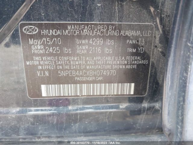 Photo 8 VIN: 5NPEB4ACXBH074970 - HYUNDAI SONATA 