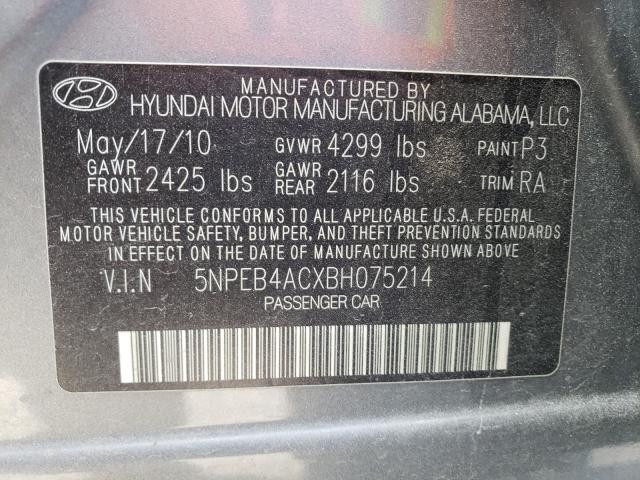 Photo 9 VIN: 5NPEB4ACXBH075214 - HYUNDAI SONATA GLS 