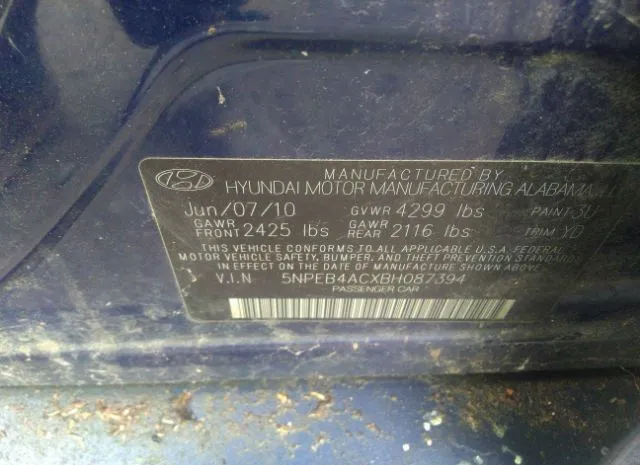 Photo 8 VIN: 5NPEB4ACXBH087394 - HYUNDAI SONATA 