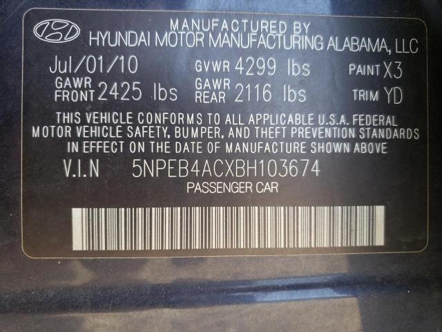 Photo 11 VIN: 5NPEB4ACXBH103674 - HYUNDAI SONATA GLS 