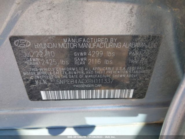 Photo 8 VIN: 5NPEB4ACXBH111337 - HYUNDAI SONATA 