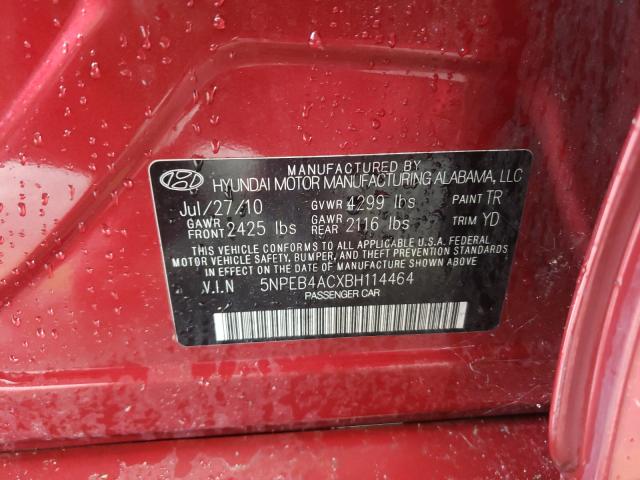 Photo 9 VIN: 5NPEB4ACXBH114464 - HYUNDAI SONATA GLS 