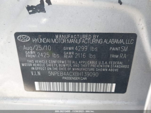 Photo 8 VIN: 5NPEB4ACXBH139090 - HYUNDAI SONATA 