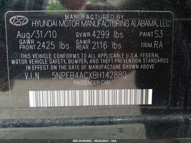 Photo 8 VIN: 5NPEB4ACXBH142880 - HYUNDAI SONATA 