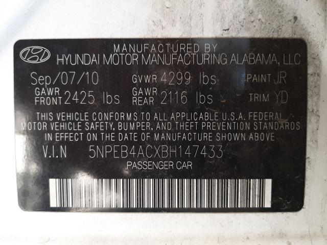 Photo 9 VIN: 5NPEB4ACXBH147433 - HYUNDAI SONATA GLS 