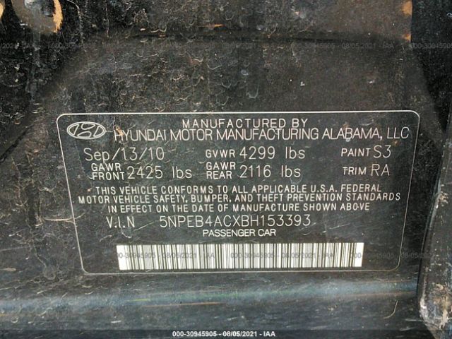 Photo 8 VIN: 5NPEB4ACXBH153393 - HYUNDAI SONATA 