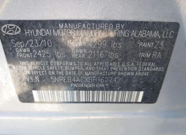 Photo 8 VIN: 5NPEB4ACXBH162742 - HYUNDAI SONATA 