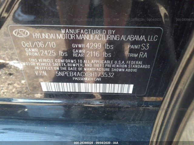 Photo 8 VIN: 5NPEB4ACXBH173532 - HYUNDAI SONATA 