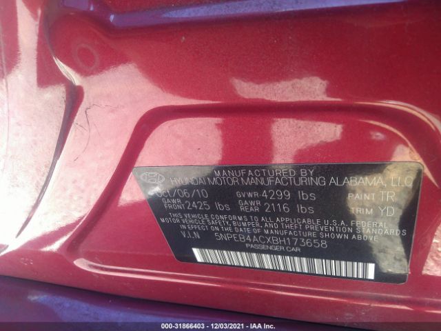 Photo 8 VIN: 5NPEB4ACXBH173658 - HYUNDAI SONATA 