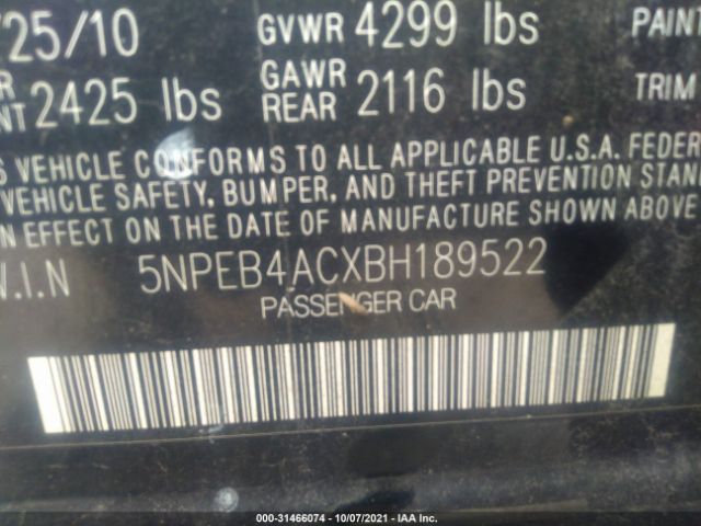 Photo 8 VIN: 5NPEB4ACXBH189522 - HYUNDAI SONATA 