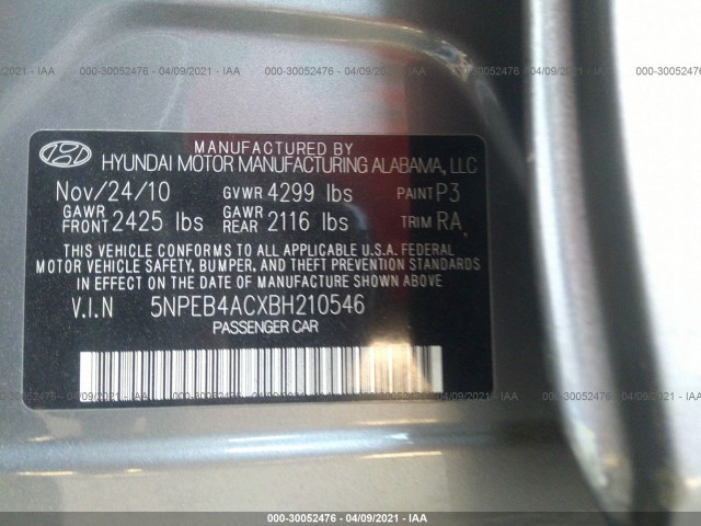 Photo 8 VIN: 5NPEB4ACXBH210546 - HYUNDAI SONATA 