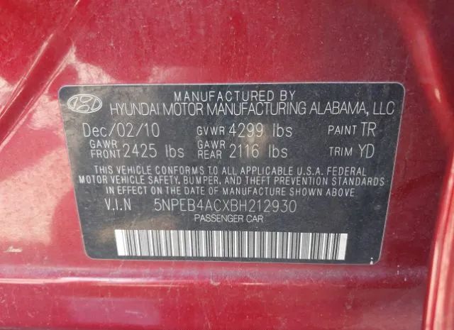 Photo 8 VIN: 5NPEB4ACXBH212930 - HYUNDAI SONATA 