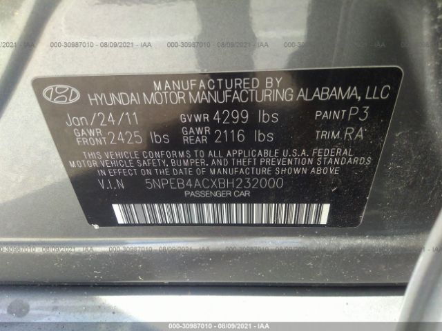 Photo 8 VIN: 5NPEB4ACXBH232000 - HYUNDAI SONATA 