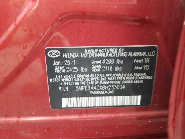 Photo 9 VIN: 5NPEB4ACXBH233034 - HYUNDAI SONATA GLS 