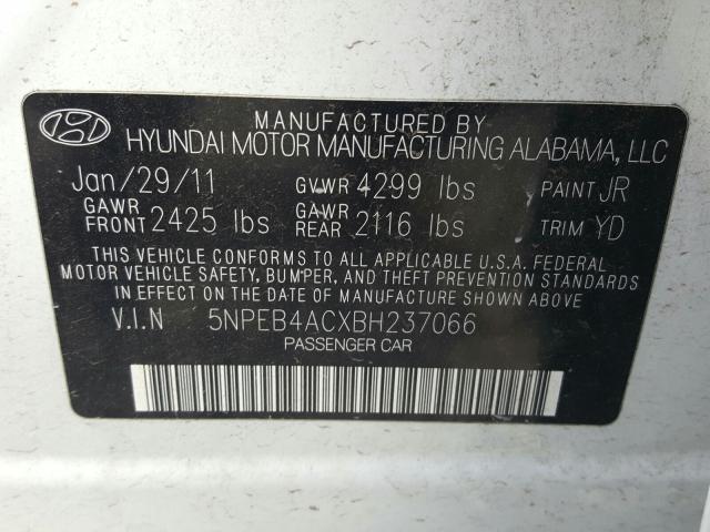 Photo 9 VIN: 5NPEB4ACXBH237066 - HYUNDAI SONATA GLS 