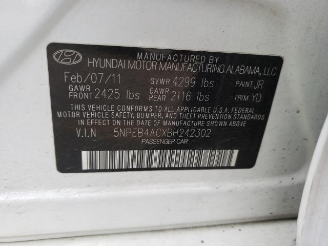 Photo 9 VIN: 5NPEB4ACXBH242302 - HYUNDAI SONATA GLS 