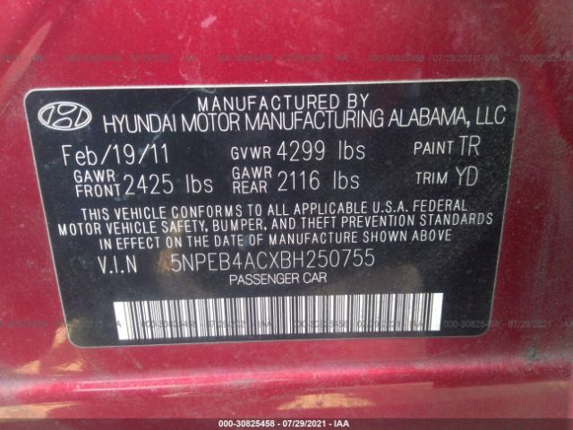 Photo 8 VIN: 5NPEB4ACXBH250755 - HYUNDAI SONATA 