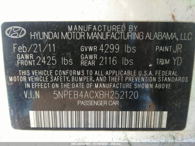 Photo 8 VIN: 5NPEB4ACXBH252120 - HYUNDAI SONATA 