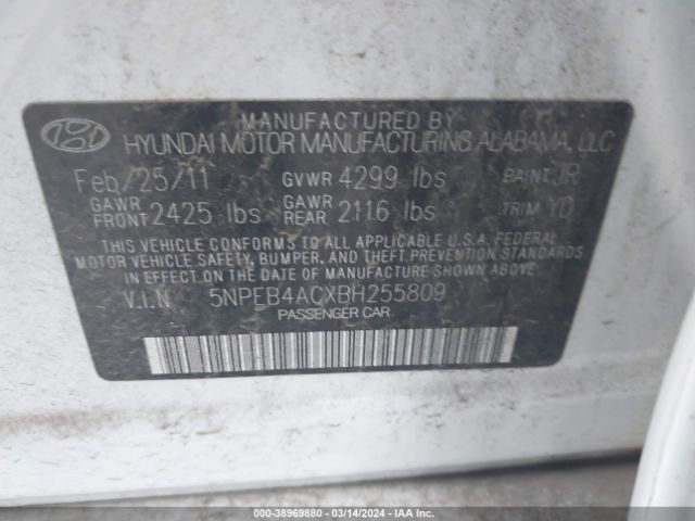 Photo 8 VIN: 5NPEB4ACXBH255809 - HYUNDAI SONATA 