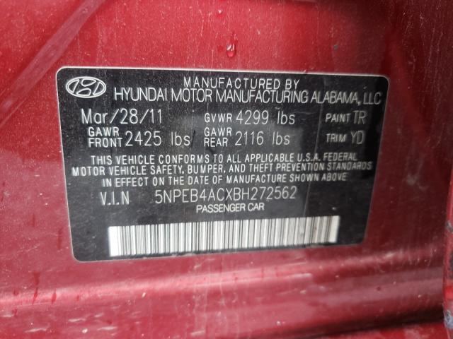 Photo 9 VIN: 5NPEB4ACXBH272562 - HYUNDAI SONATA GLS 