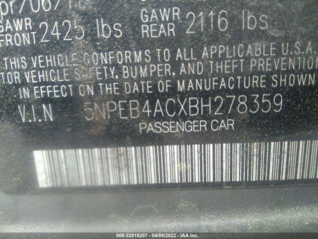 Photo 8 VIN: 5NPEB4ACXBH278359 - HYUNDAI SONATA 