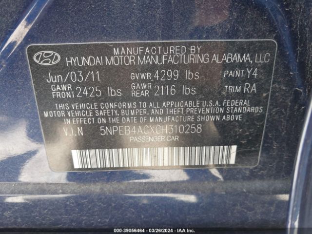 Photo 8 VIN: 5NPEB4ACXCH310258 - HYUNDAI SONATA 