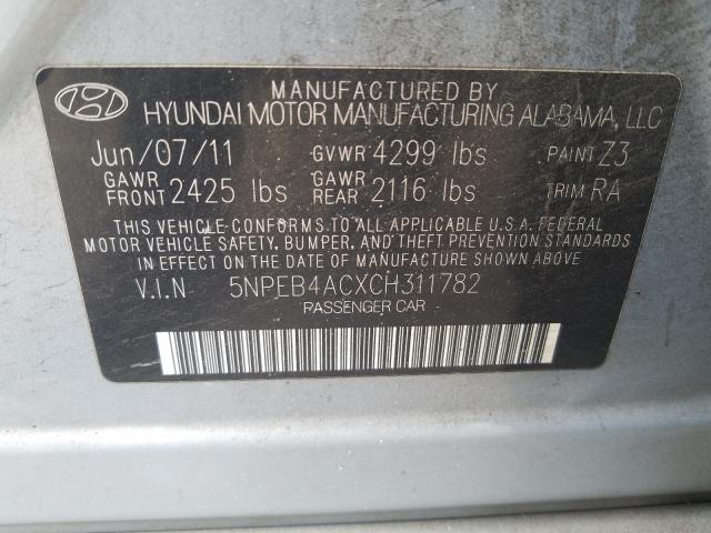 Photo 9 VIN: 5NPEB4ACXCH311782 - HYUNDAI SONATA GLS 