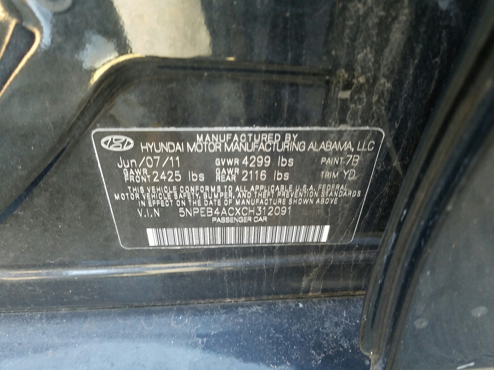 Photo 9 VIN: 5NPEB4ACXCH312091 - HYUNDAI SONATA GLS 