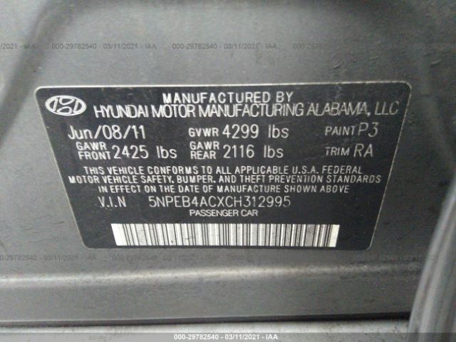 Photo 8 VIN: 5NPEB4ACXCH312995 - HYUNDAI SONATA 