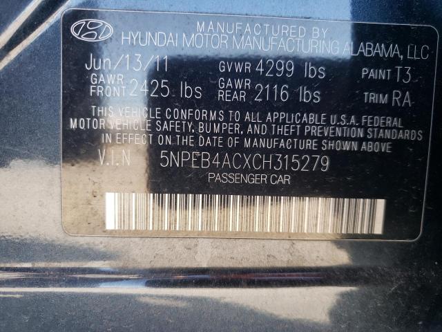 Photo 11 VIN: 5NPEB4ACXCH315279 - HYUNDAI SONATA 