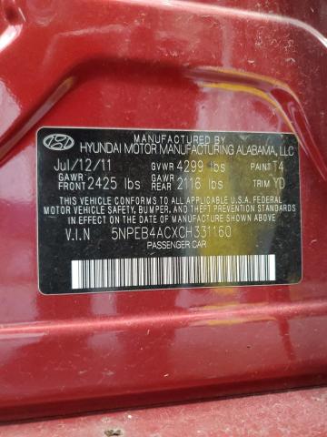 Photo 11 VIN: 5NPEB4ACXCH331160 - HYUNDAI SONATA GLS 