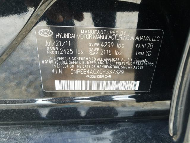 Photo 9 VIN: 5NPEB4ACXCH337329 - HYUNDAI SONATA GLS 