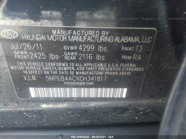 Photo 8 VIN: 5NPEB4ACXCH341817 - HYUNDAI SONATA 