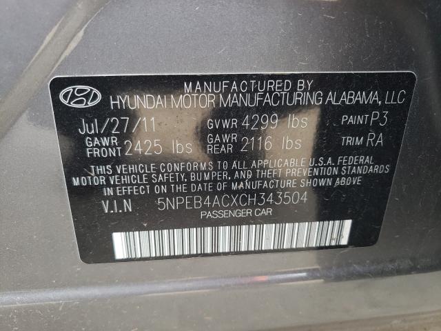 Photo 9 VIN: 5NPEB4ACXCH343504 - HYUNDAI SONATA GLS 