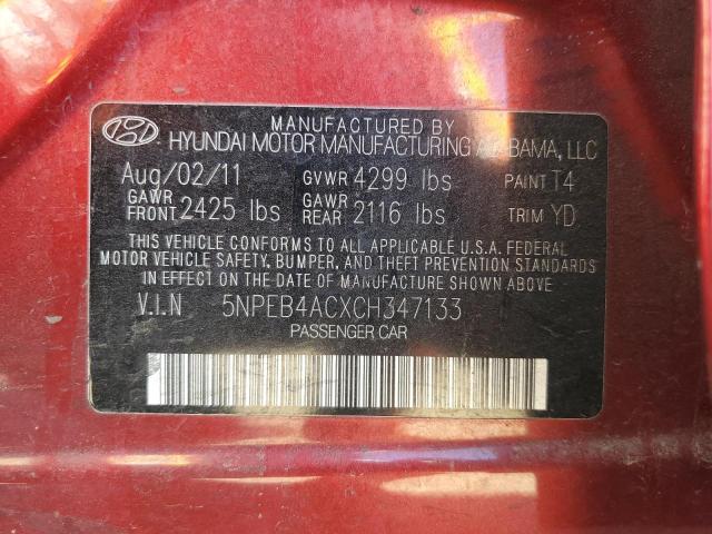 Photo 11 VIN: 5NPEB4ACXCH347133 - HYUNDAI SONATA GLS 