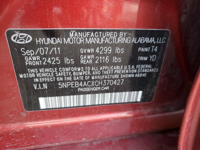 Photo 11 VIN: 5NPEB4ACXCH370427 - HYUNDAI SONATA GLS 