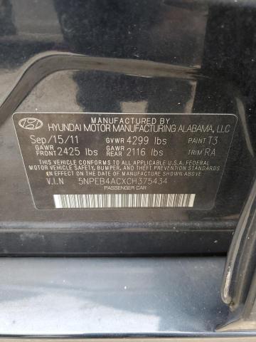 Photo 9 VIN: 5NPEB4ACXCH375434 - HYUNDAI SONATA GLS 