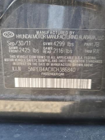 Photo 11 VIN: 5NPEB4ACXCH386840 - HYUNDAI SONATA 